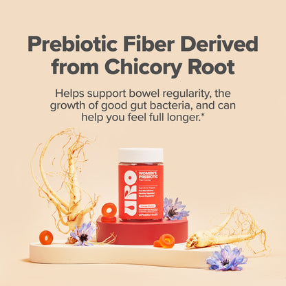 O Positiv URO Prebiotic Fiber Gummies for Digestive Gut Health and Regularity, Orange Sherbet, 50 Count