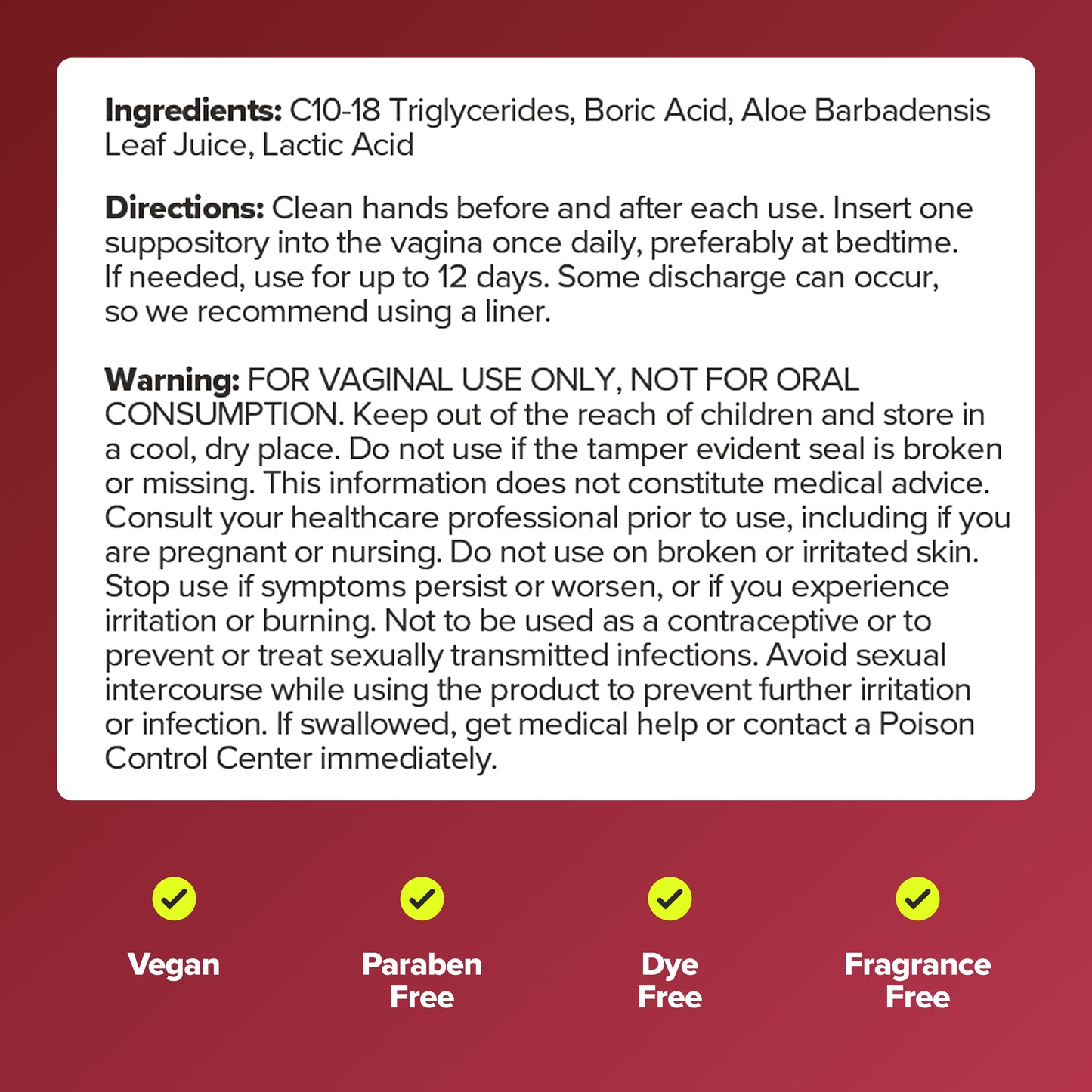 O Positiv URO Boric Acid Vaginal Suppository Capsules, Fast Odor Control + Intimate Care, 12 Count