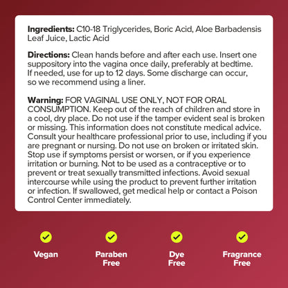 O Positiv URO Boric Acid Vaginal Suppository Capsules, Fast Odor Control + Intimate Care, 12 Count