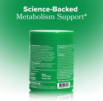 O Positiv Moto Women's Metabolism Support - Energy, Curb Cravings, Healthy Metabolism - Vegan Capsules, 30 Servings