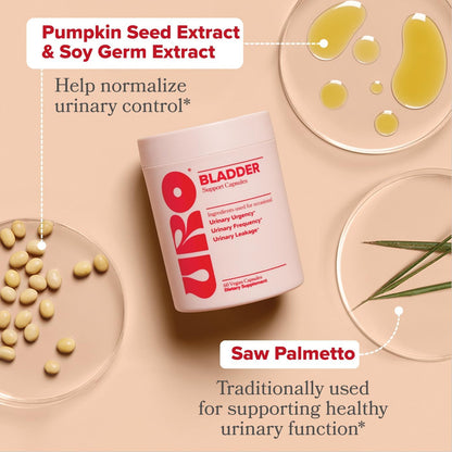 O Positiv URO Bladder Control Supplement for Urinary Urgency, Frequency, Leakage with Pumpkin Seed Extract, Soy Germ Extract, Saw Palmetto, 30 Servings (Pack of 1)