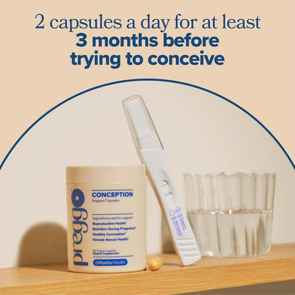 O Positiv Preggo Conception Support Capsules for Women - OBGYN-Formulated Pre Prenatal Vitamins with Clinically-Studied Ingredients - CoQ10, N-Acetyl Cystein - Female Sexual Health, 60 Ct (Pack of 1)