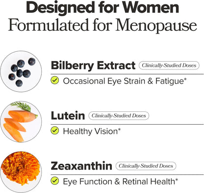 O Positiv MENO Eye Health Capsules – Daily Support for Eye Strain, Occasional Dryness & Healthy Tear Production – with Lutein, Zeaxanthin, Bilberry Extract, Vitamin A & Lycopene – 30 Servings