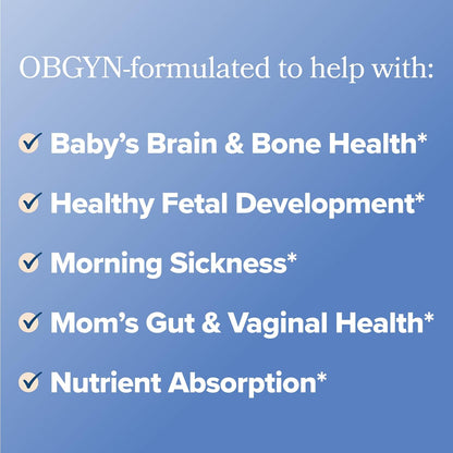 O Positiv PREGGO Prenatal + Probiotic Multivitamin Capsules – OBGYN-Formulated Advanced Prenatal with Folate, Choline, Omega-3s, Vitamins, Minerals & Probiotics – 30 Servings