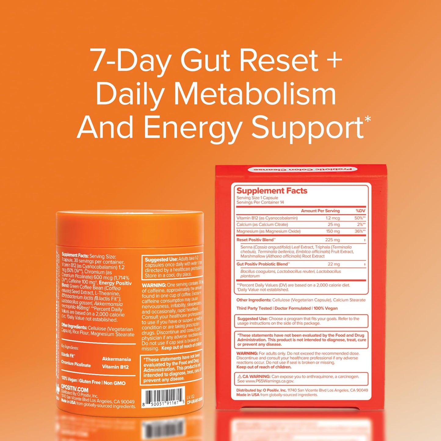 O Positiv URO Metabolism + Probiotic and URO Colon Cleanse + Gut Reset Bundle