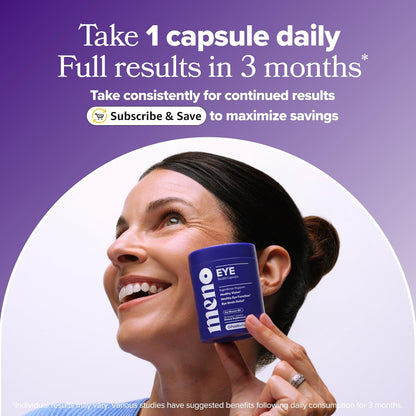 O Positiv MENO Eye Health Capsules – Daily Support for Eye Strain, Occasional Dryness & Healthy Tear Production – with Lutein, Zeaxanthin, Bilberry Extract, Vitamin A & Lycopene – 30 Servings
