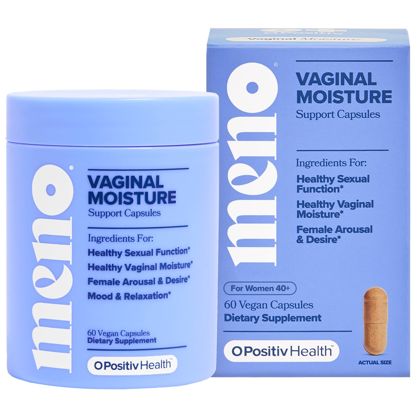 O Positiv Meno Vaginal Moisturizer Supplement Capsules for Women, Hormone-Free Vaginal Dryness Relief, & Vaginal Moisture Support, 60 Count