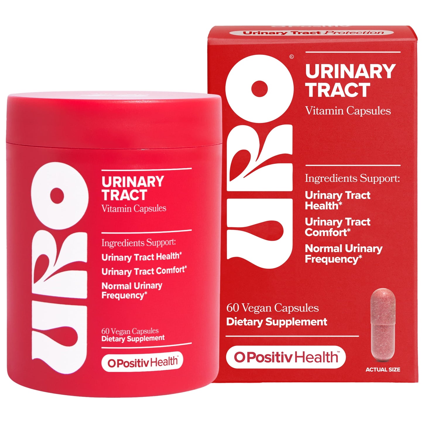 O Positiv URO Urinary Tract Health Vitamin Capsules with Cranberry and D-Mannose, 60 Count