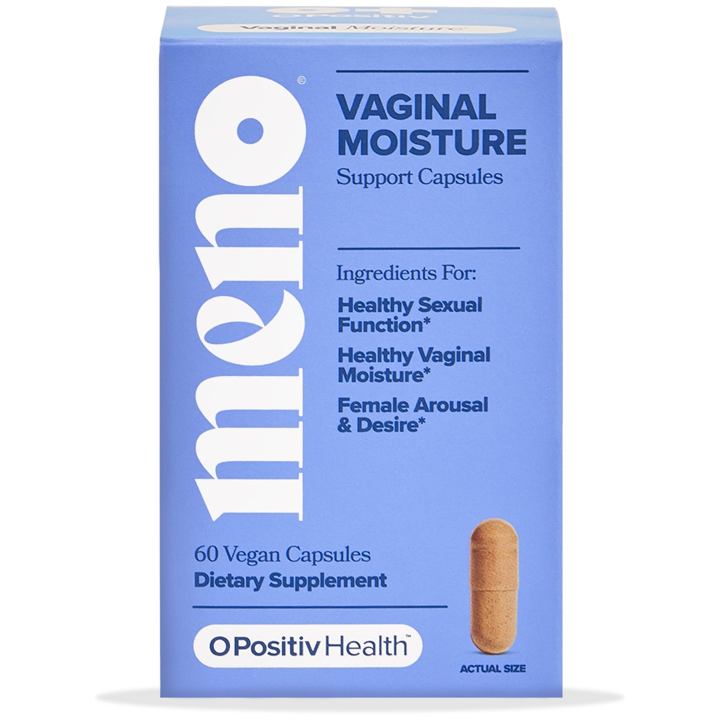 O Positiv Meno Vaginal Moisturizer Supplement Capsules for Women, Hormone-Free Vaginal Dryness Relief, & Vaginal Moisture Support, 60 Count